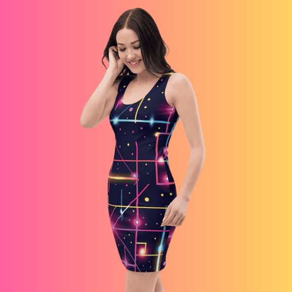 Vibrant Abstract Bodycon Festival Dress for Rave Lovers
