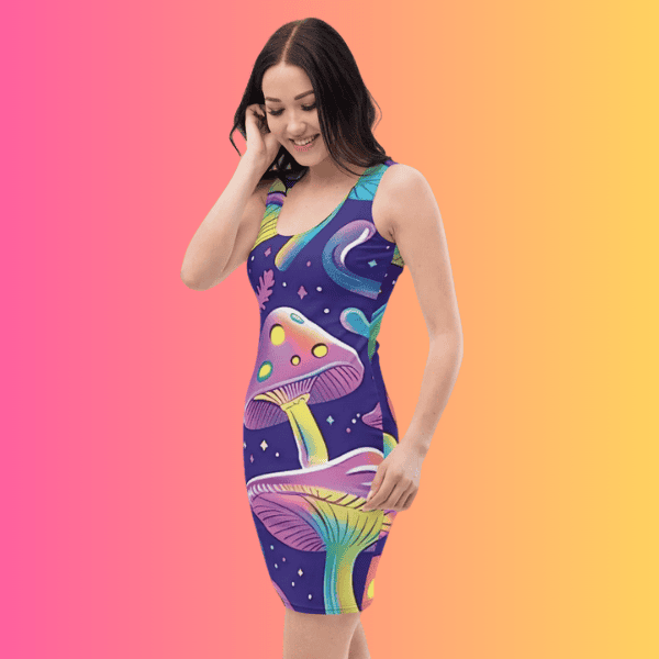 Whimsical Mushroom Bodycon Dress for EDM Festivals