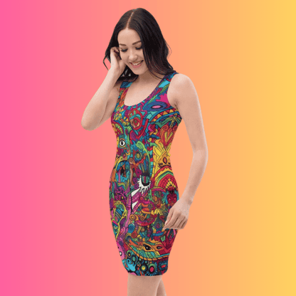 Acid Universe Bodycon Dress for Rave and EDM Festivals