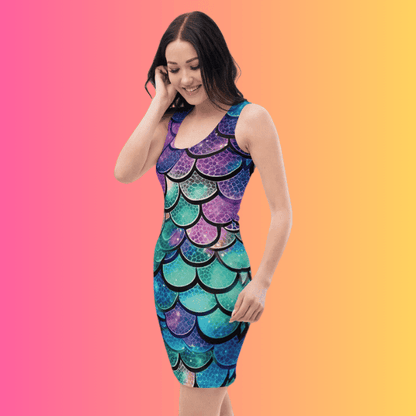 Vibrant Mermaid Scale Bodycon Festival Dress