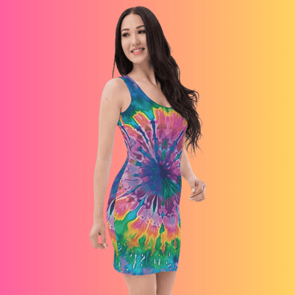 Vibrant Groovy Tie-Dye Bodycon Dress for Rave Lovers