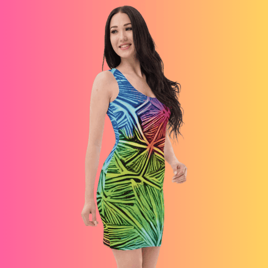Vibrant Abstract Bodycon Dress for Festival Vibes