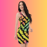 Vibrant Tie-Dye Bodycon Dress for Raves and Festivals