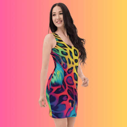 Neon Leopard Print Bodycon Dress for Festivals