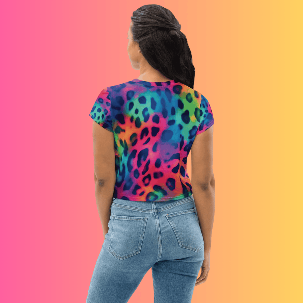 Neon Leopard Print Crop Top for EDM Lovers