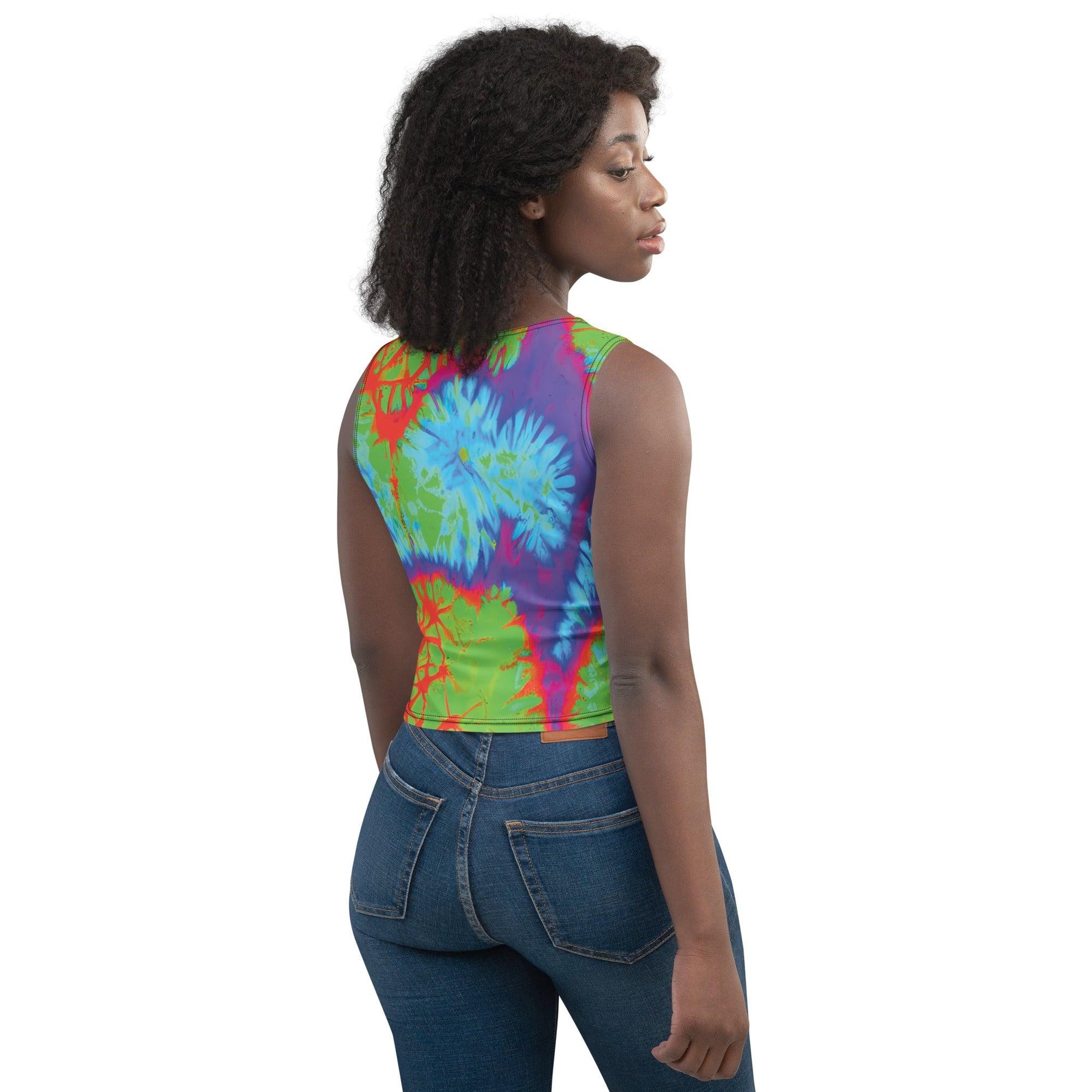 Vibrant Tie-Dye Crop Top for Raves & Festivals - EDMFestieGear.com