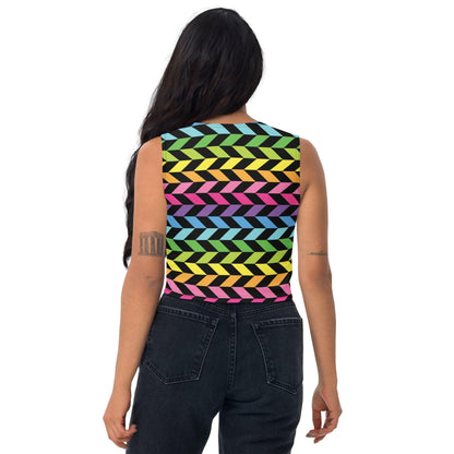 Neon Rainbow Stripe Crop Top for Rave & Festivals - EDMFestieGear.com