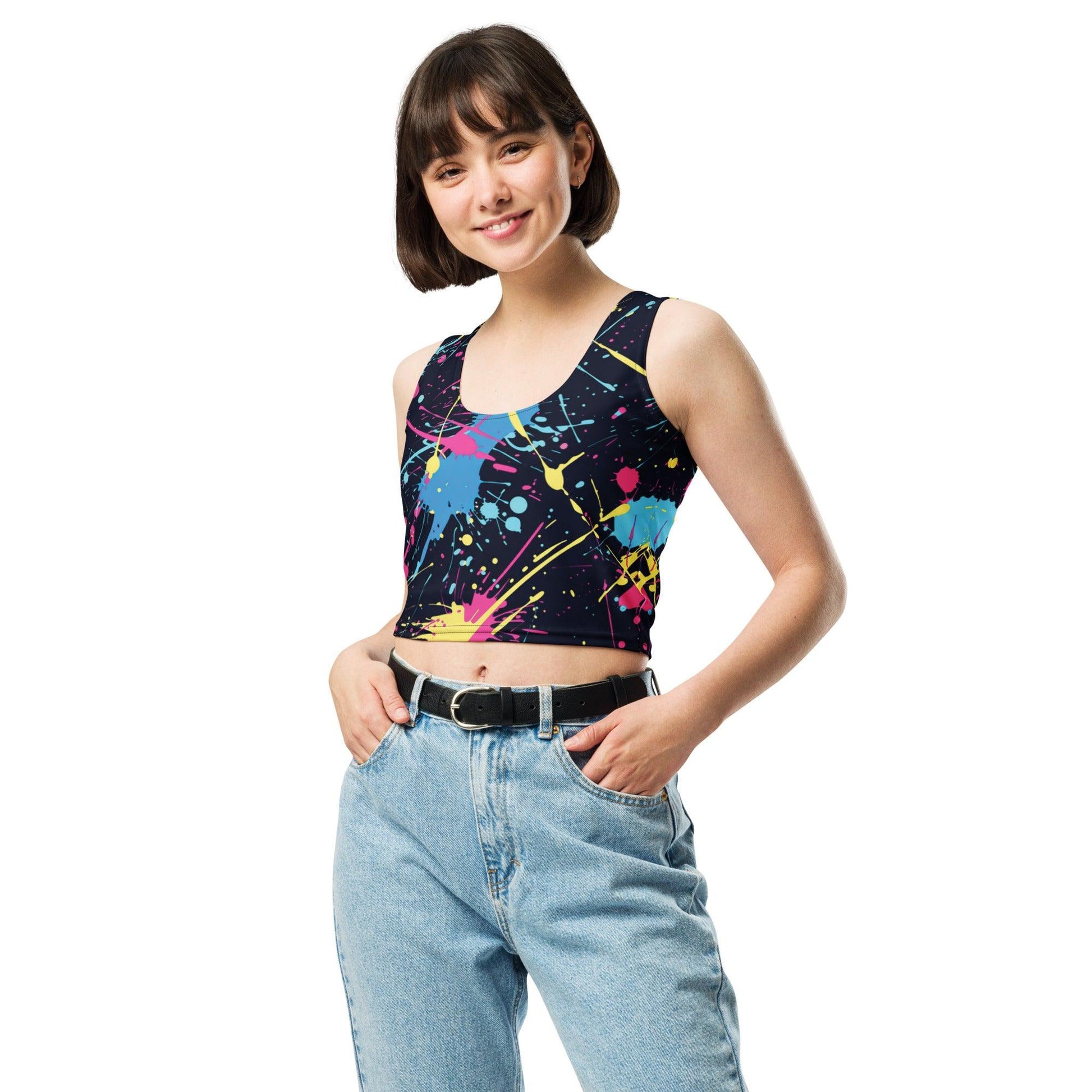 Paint Splatter Crop Top - Festival Ready Style - EDMFestieGear.com