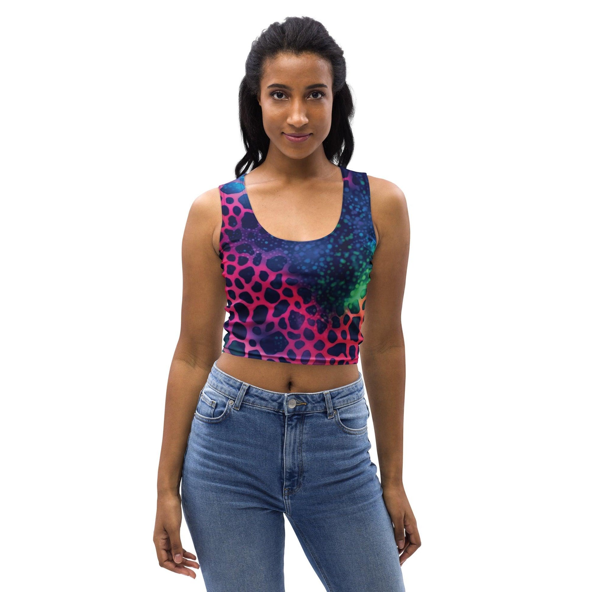Neon Leopard Print Crop Top for Raves - EDMFestieGear.com