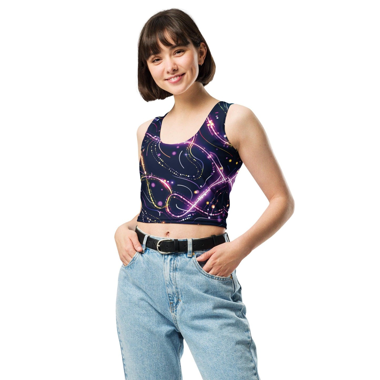 Vibrant Abstract Crop Top for Raves and Festivals - EDMFestieGear.com