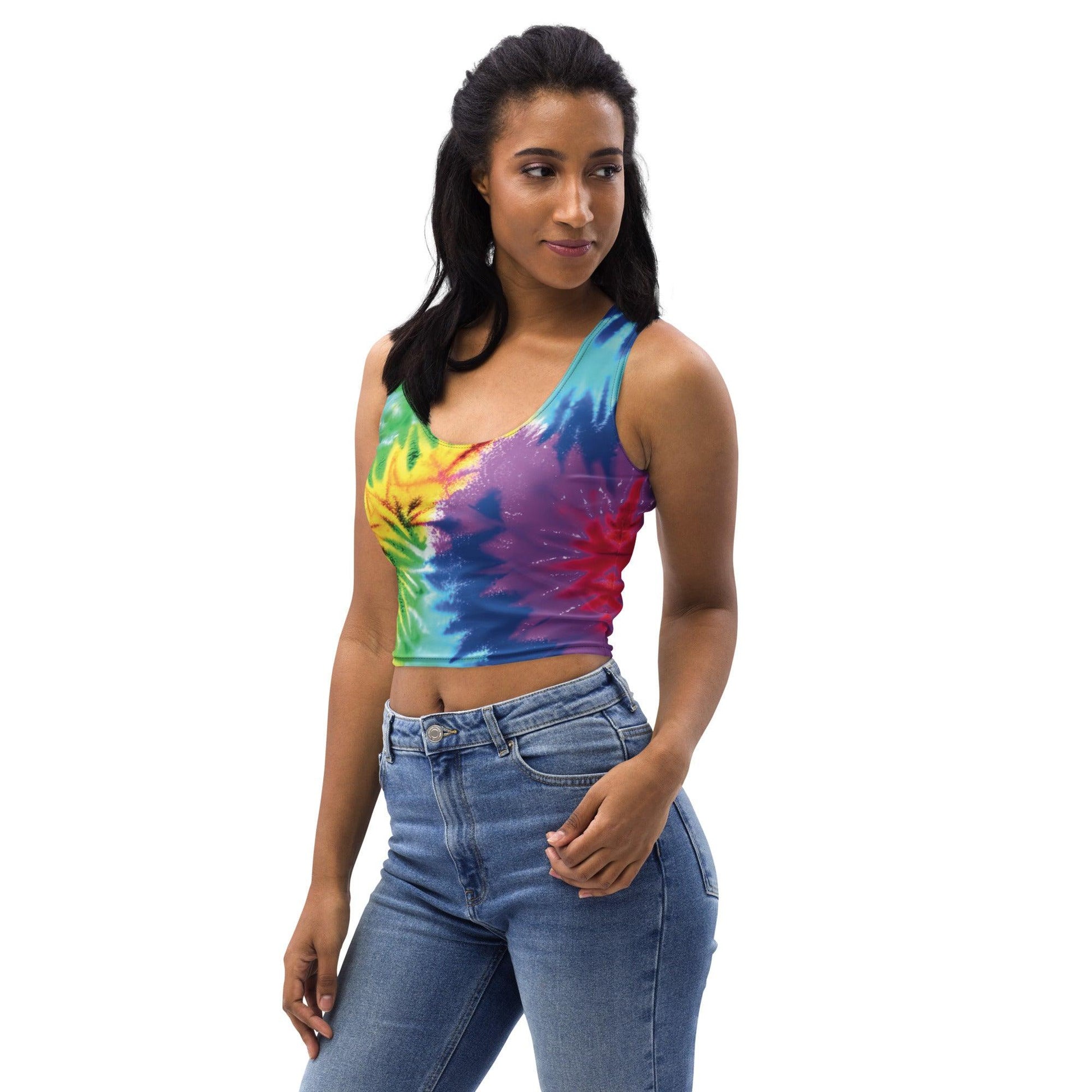 Vibrant Tie-Dye Crop Top for Festival Fashion - EDMFestieGear.com