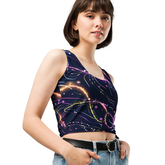 Vibrant Abstract Crop Top for Raves and Festivals - EDMFestieGear.com