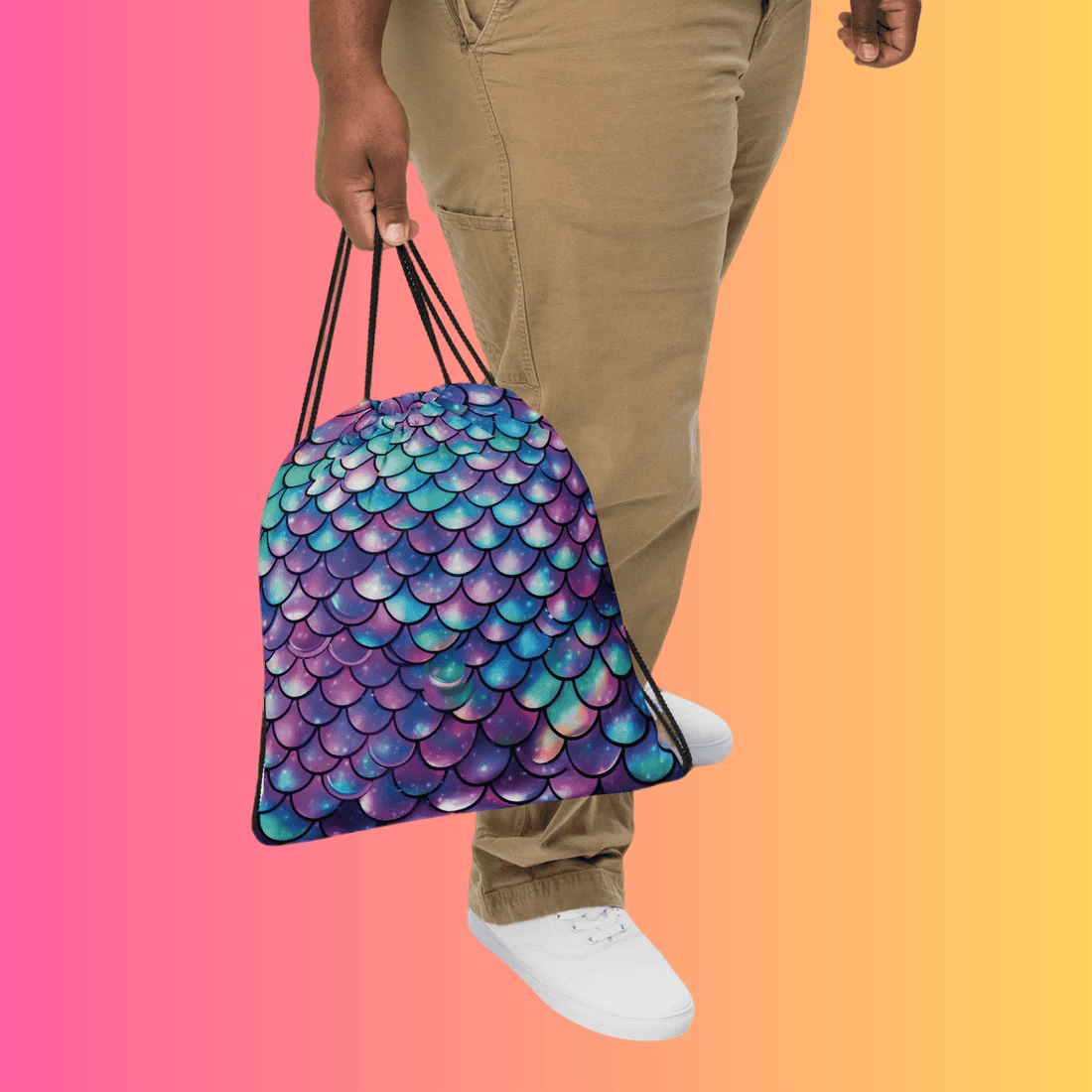 Enchanted Mermaid Scale Drawstring Bag for Festival Vibes
