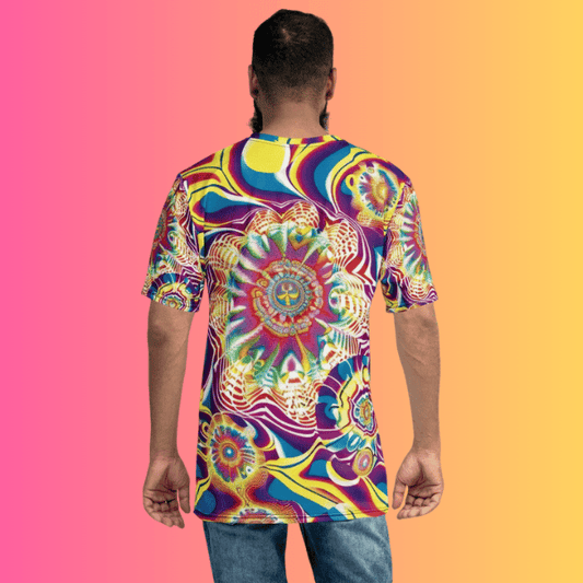 Psychedelic Festival Vibes Men’s T-Shirt – Vibrant Trippy Abstract Design for EDM Lovers