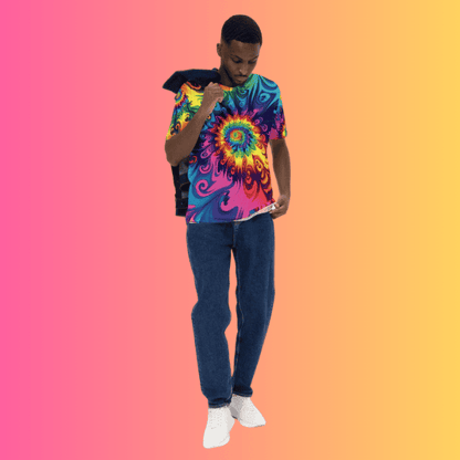 Vibrant Tie-Dye Men's T-Shirt for Raves and Festivals