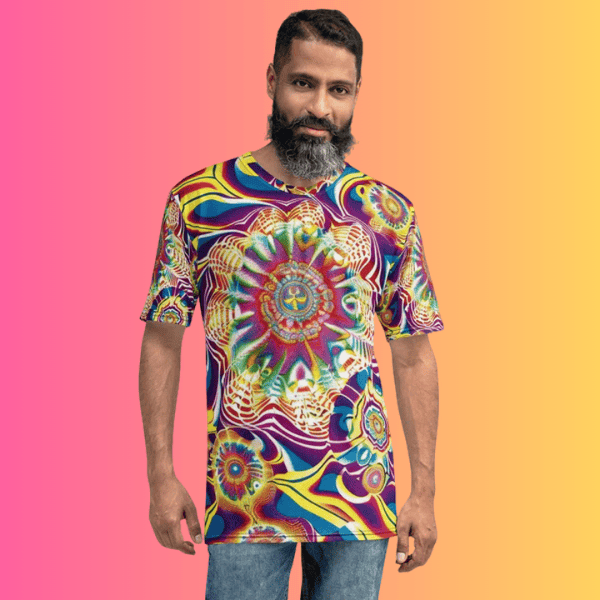 Psychedelic Festival Vibes Men’s T-Shirt – Vibrant Trippy Abstract Design for EDM Lovers