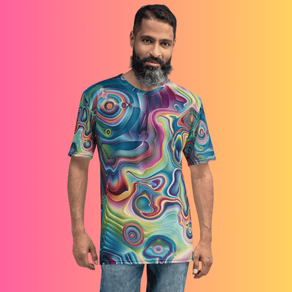 Vibrant Trippy Abstract Men's T-Shirt - Ideal for Raves and Festivals, Perfect for EDM Fans