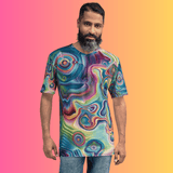 Vibrant Trippy Abstract Men's T-Shirt - Ideal for Raves and Festivals, Perfect for EDM Fans