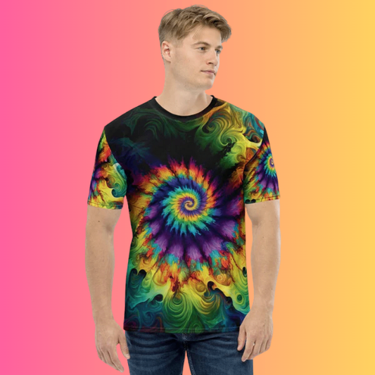Playful Tie-Dye Men's T-shirt for EDM Festivals - EDMFestieGear.com