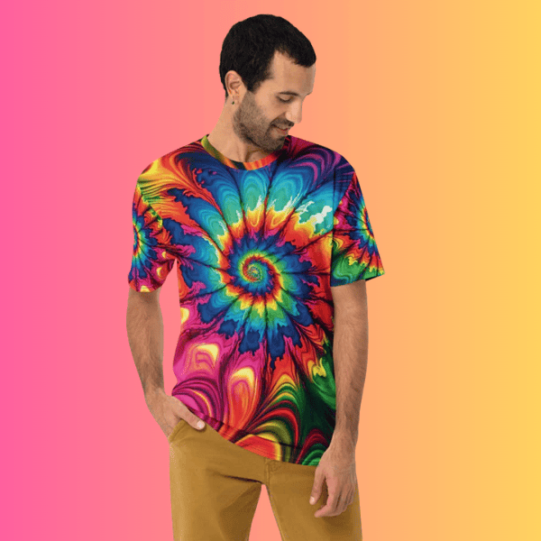 Vibrant Tie-Dye Men's T-Shirt for Raves and Festivals