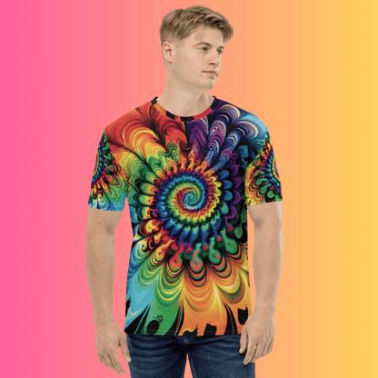 Electric Vibe Tie-Dye Men’s T-Shirt for Festival Lovers and EDM Enthusiasts