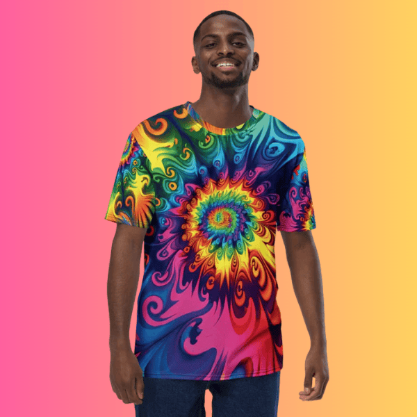 Vibrant Tie-Dye Men's T-Shirt for Raves and Festivals