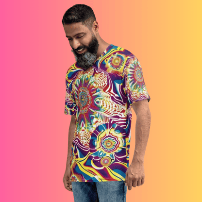 Psychedelic Festival Vibes Men’s T-Shirt – Vibrant Trippy Abstract Design for EDM Lovers