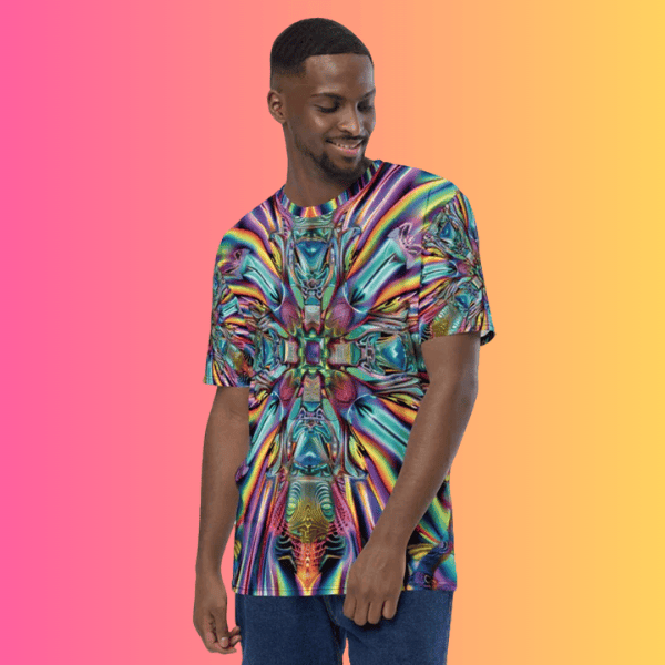 Vibrant Trippy Abstract Festival T-Shirt for Men – Perfect for Raving and Music Events
