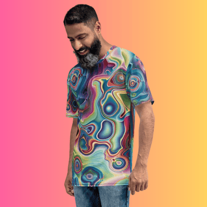 Vibrant Trippy Abstract Men's T-Shirt - Ideal for Raves and Festivals, Perfect for EDM Fans