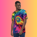 Vibrant Tie-Dye Men's T-Shirt for Raves and Festivals