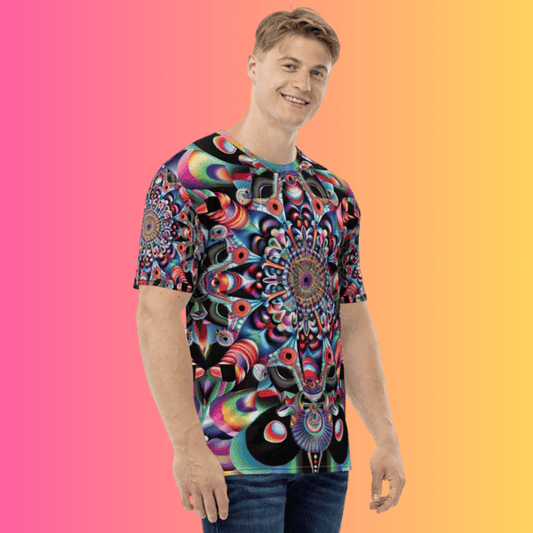 Psychedelic Vibes Festival T-shirt for Men - Vibrant Trippy Abstract Art