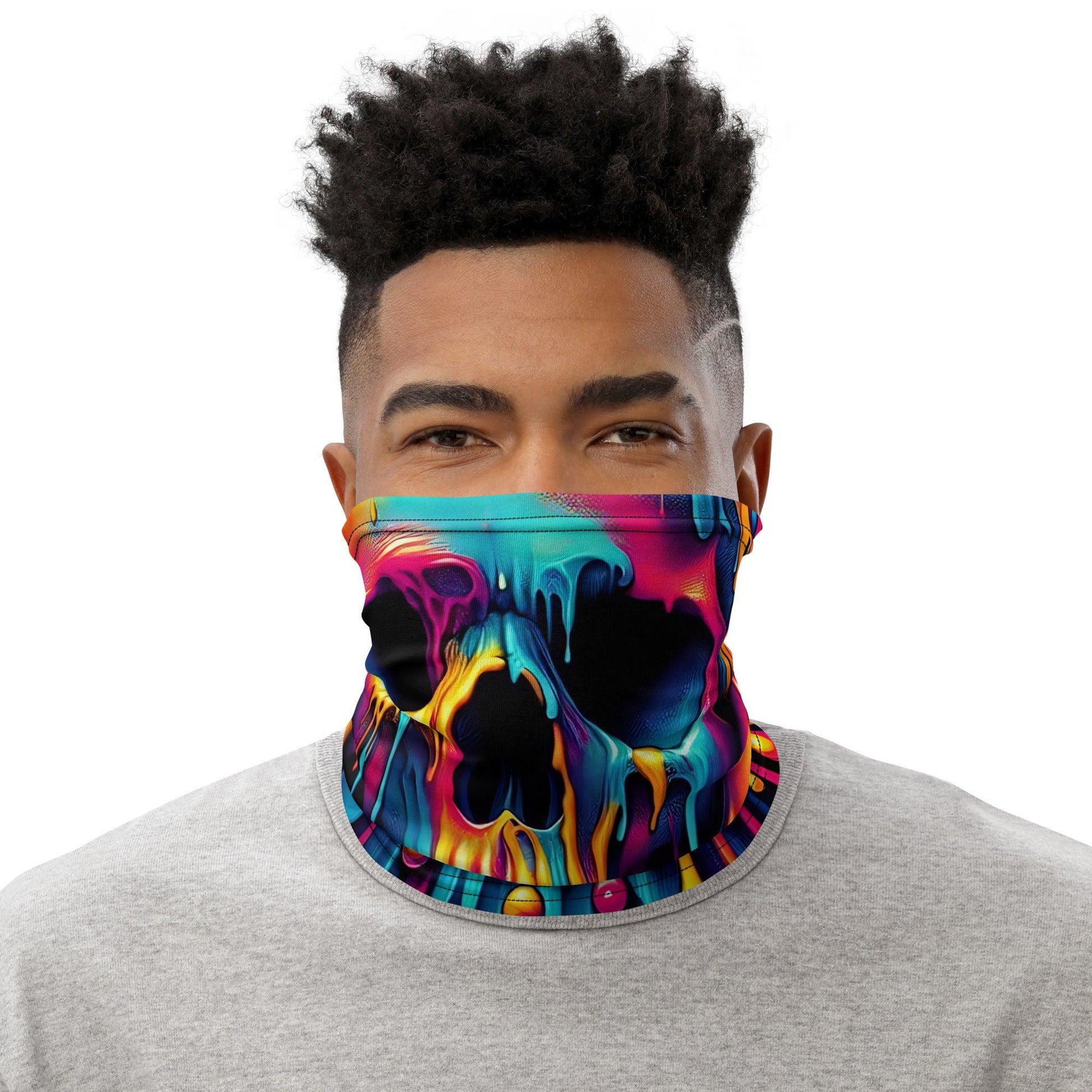 Playful Dripping Skull Neck Gaiter for Festivals - EDMFestieGear.com