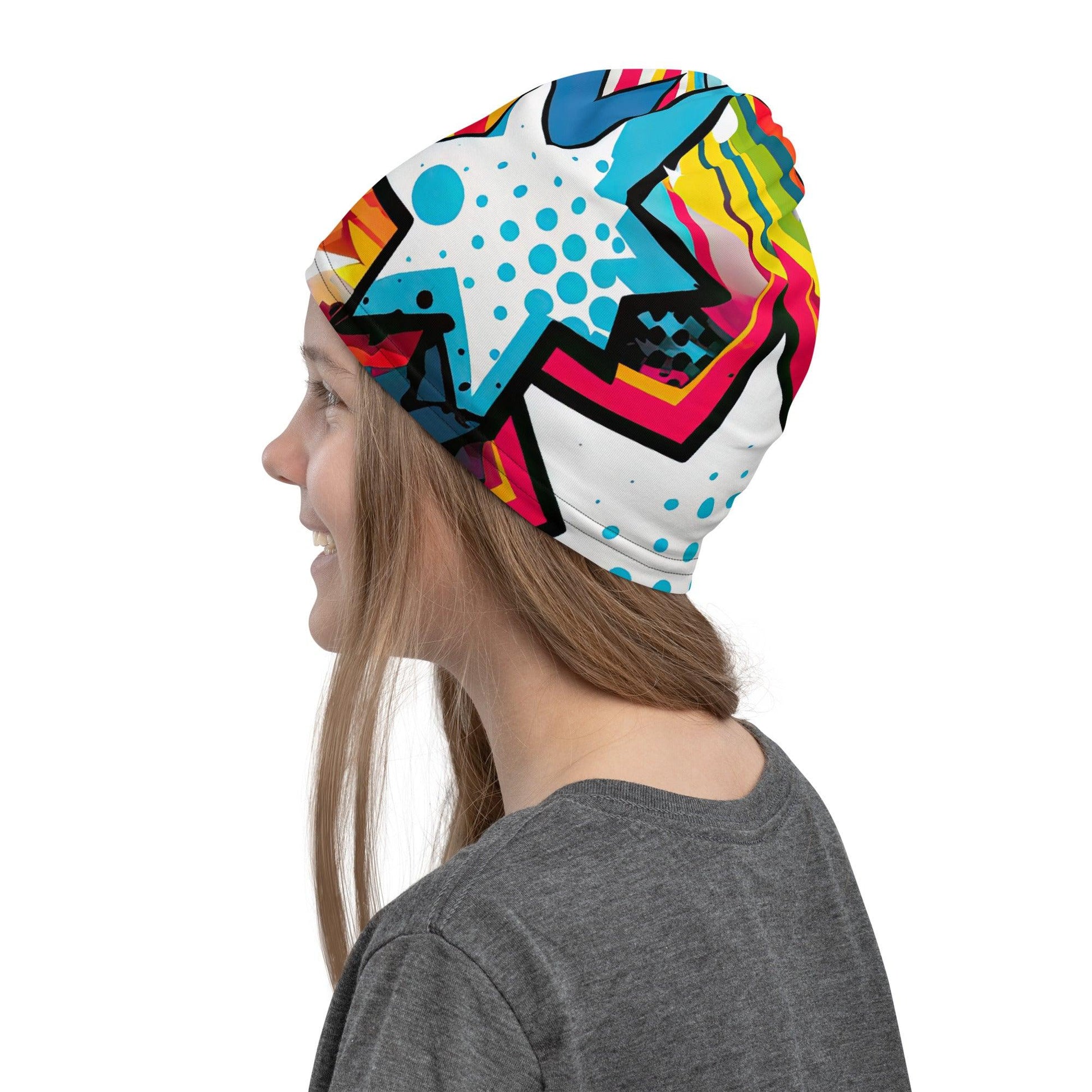 Vibrant Comic Style Neck Gaiter for Raves & Festivals - EDMFestieGear.com