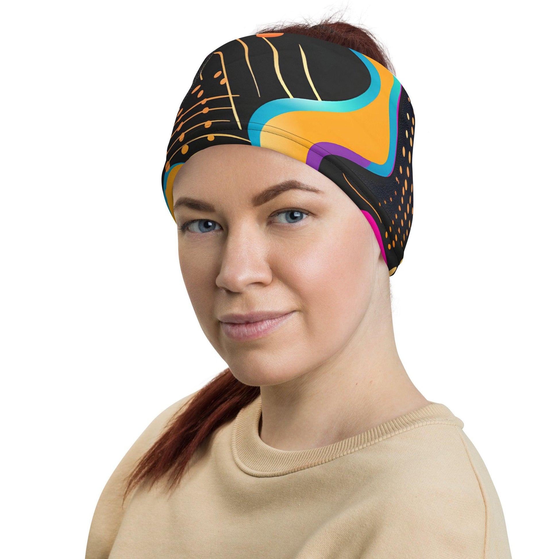 Playful Abstract Neck Gaiter for Festivals and Raves - EDMFestieGear.com