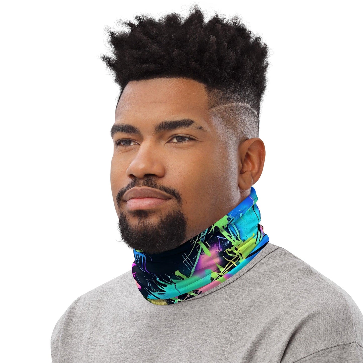 Vibrant Neon Abstract Neck Gaiter for Festivals - EDMFestieGear.com