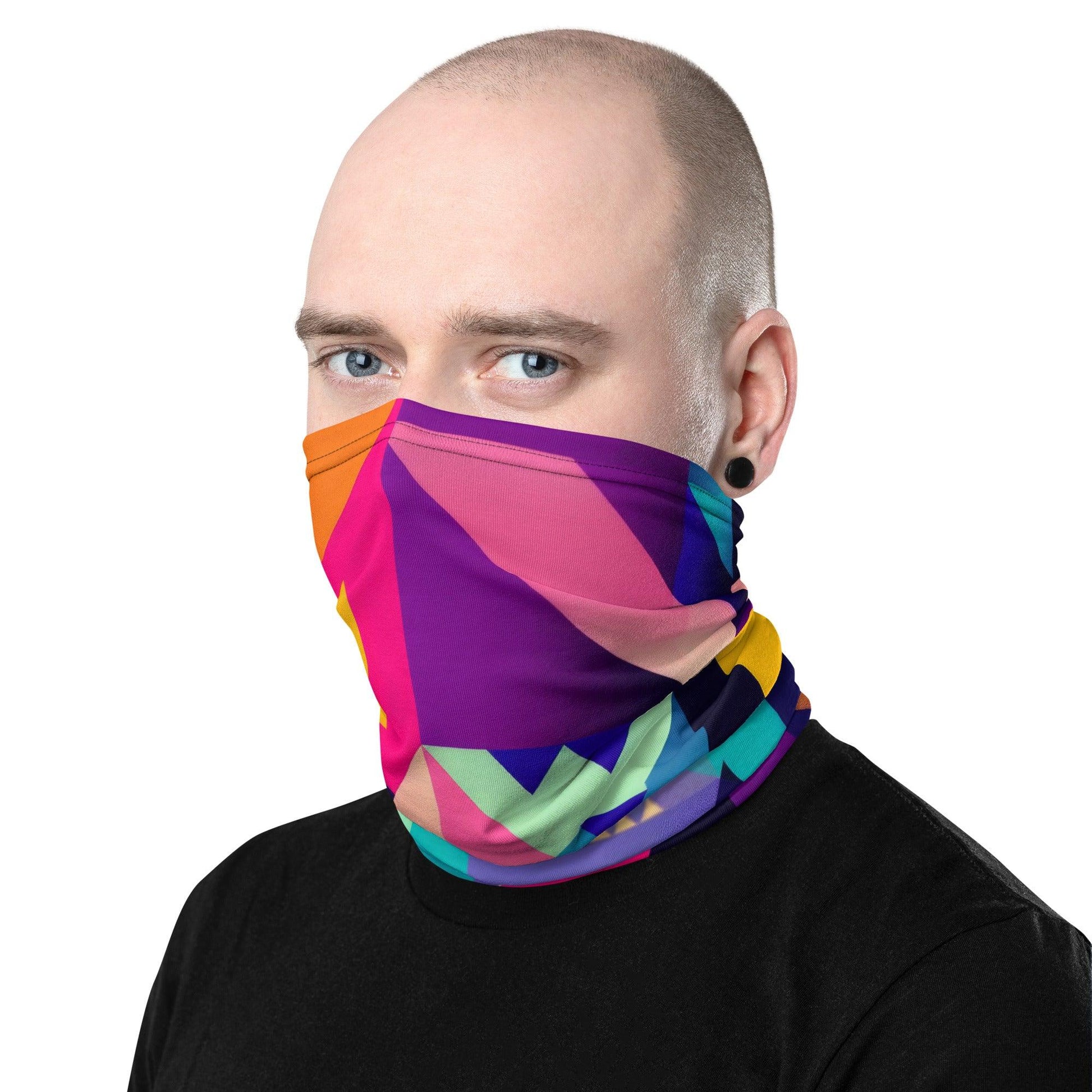 Vibrant Playful Abstract Neck Gaiter for Festivals - EDMFestieGear.com