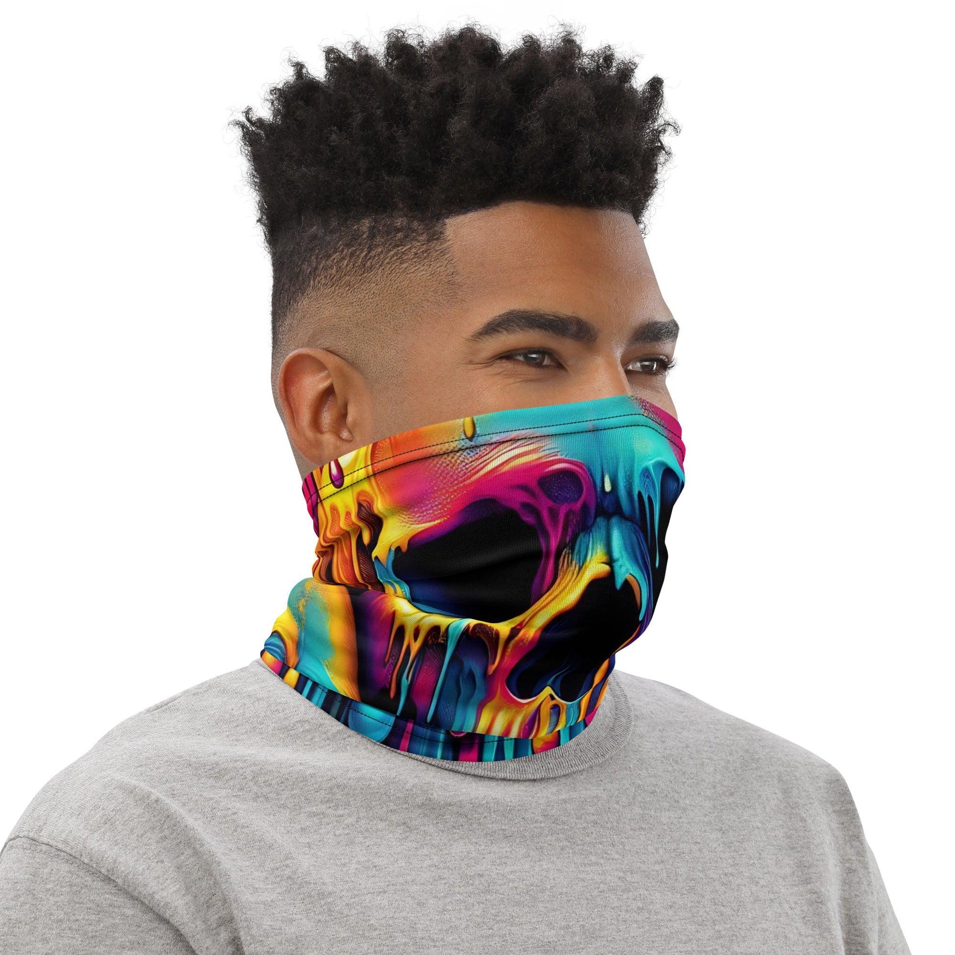 Playful Dripping Skull Neck Gaiter for Festivals - EDMFestieGear.com