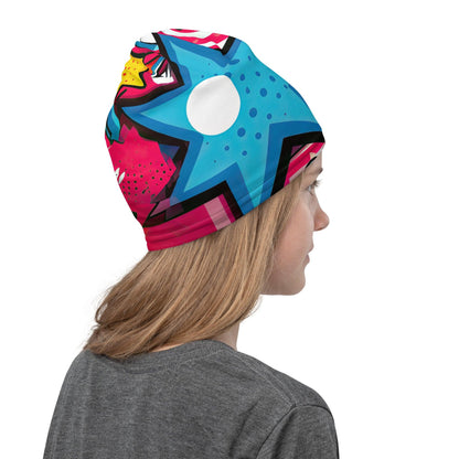 Vibrant Comic Style Neck Gaiter for Raves & Festivals - EDMFestieGear.com