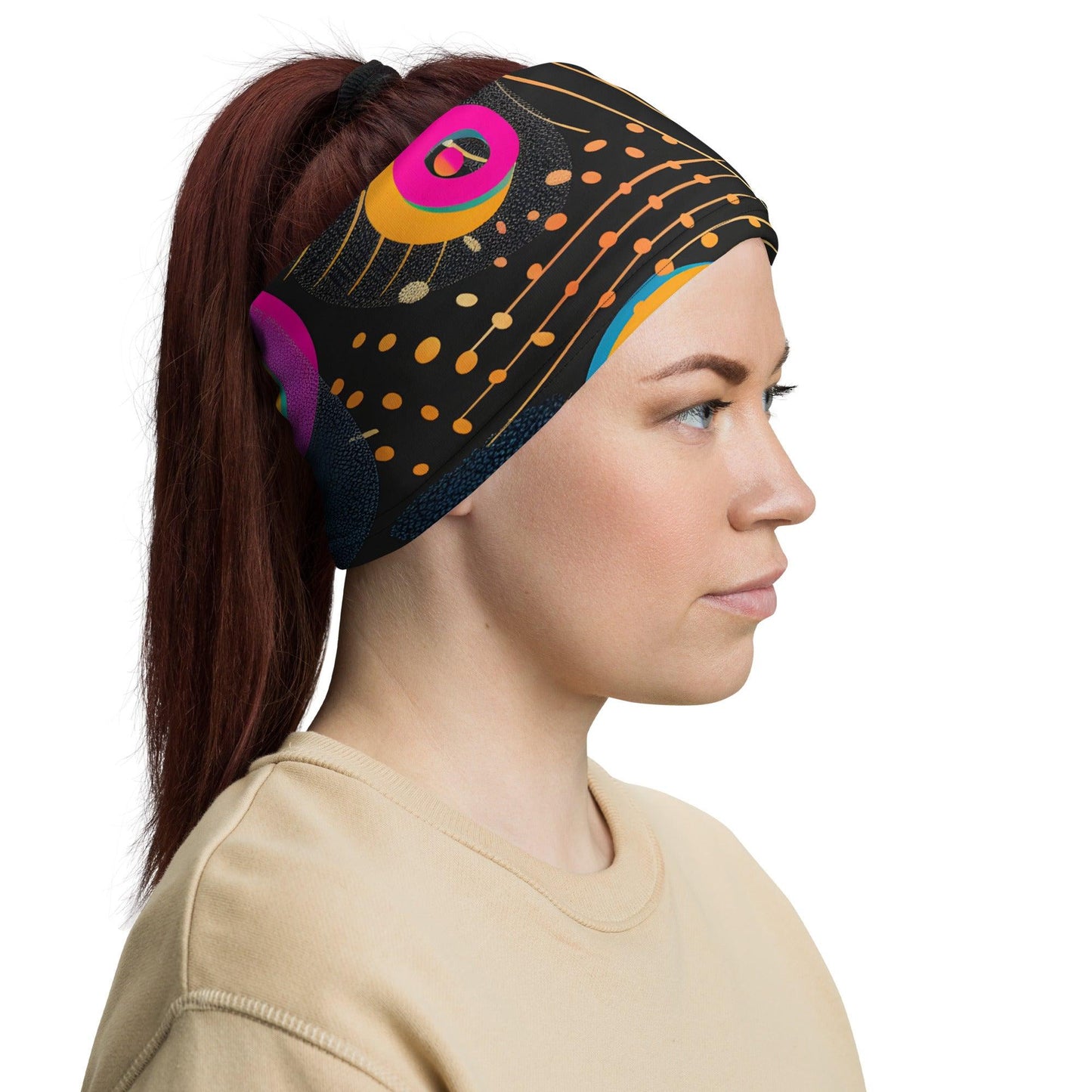 Playful Abstract Neck Gaiter for Festivals and Raves - EDMFestieGear.com