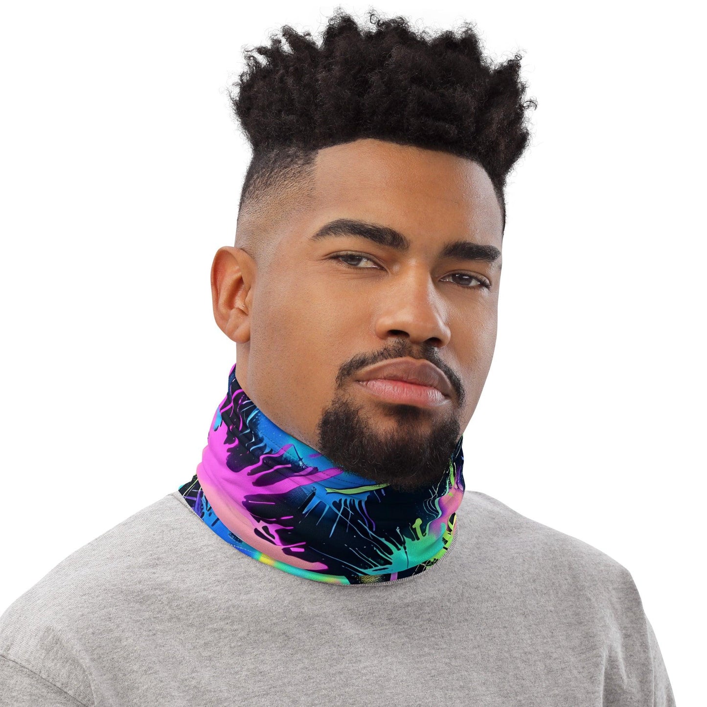 Vibrant Neon Abstract Neck Gaiter for Festivals - EDMFestieGear.com