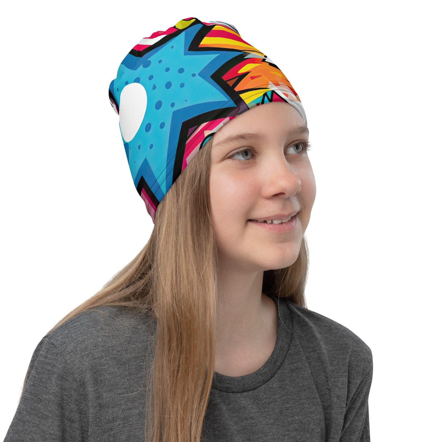 Vibrant Comic Style Neck Gaiter for Raves & Festivals - EDMFestieGear.com