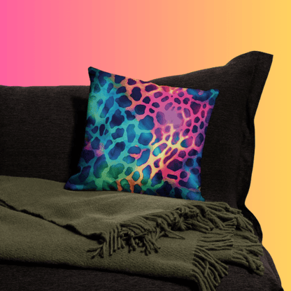 Vibrant Neon Leopard Print Festival Pillow - Elevate Your Rave Experience