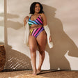 Neon Rainbow Stripes High-Waisted Bikini - EDMFestieGear.com