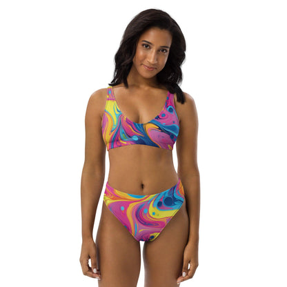 Swirl Abstract High-Waisted Bikini - Unique Festival Style - EDMFestieGear.com