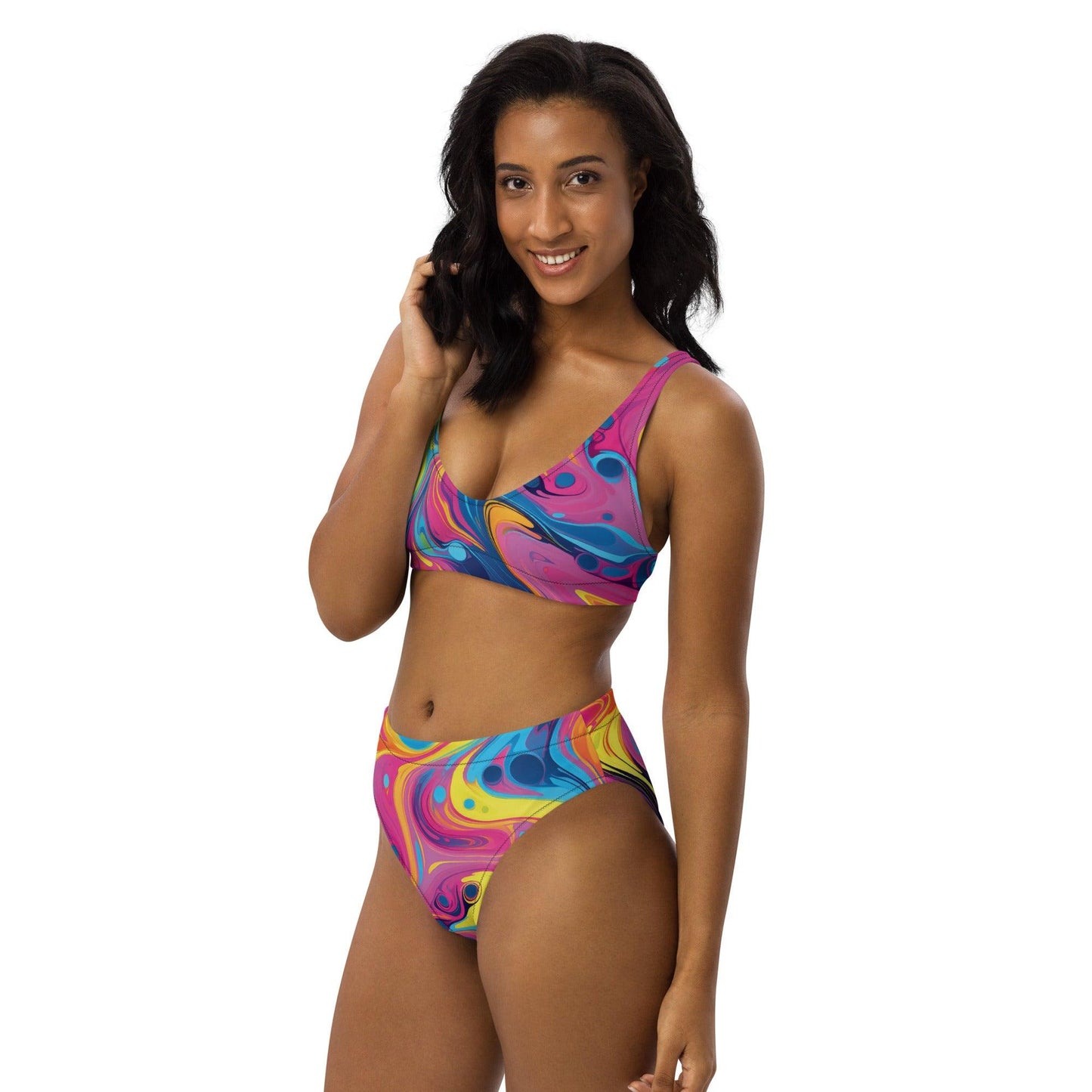 Swirl Abstract High-Waisted Bikini - Unique Festival Style - EDMFestieGear.com