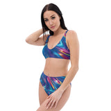 Vibrant Trippy High-Waisted Bikini for Festival Vibes - EDMFestieGear.com