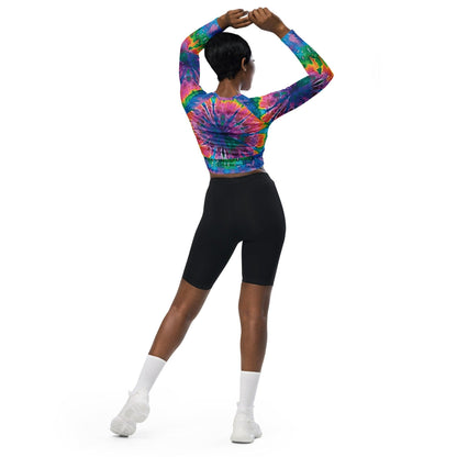 Vibrant Tie-Dye Long-Sleeve Crop Top for Festivals - EDMFestieGear.com