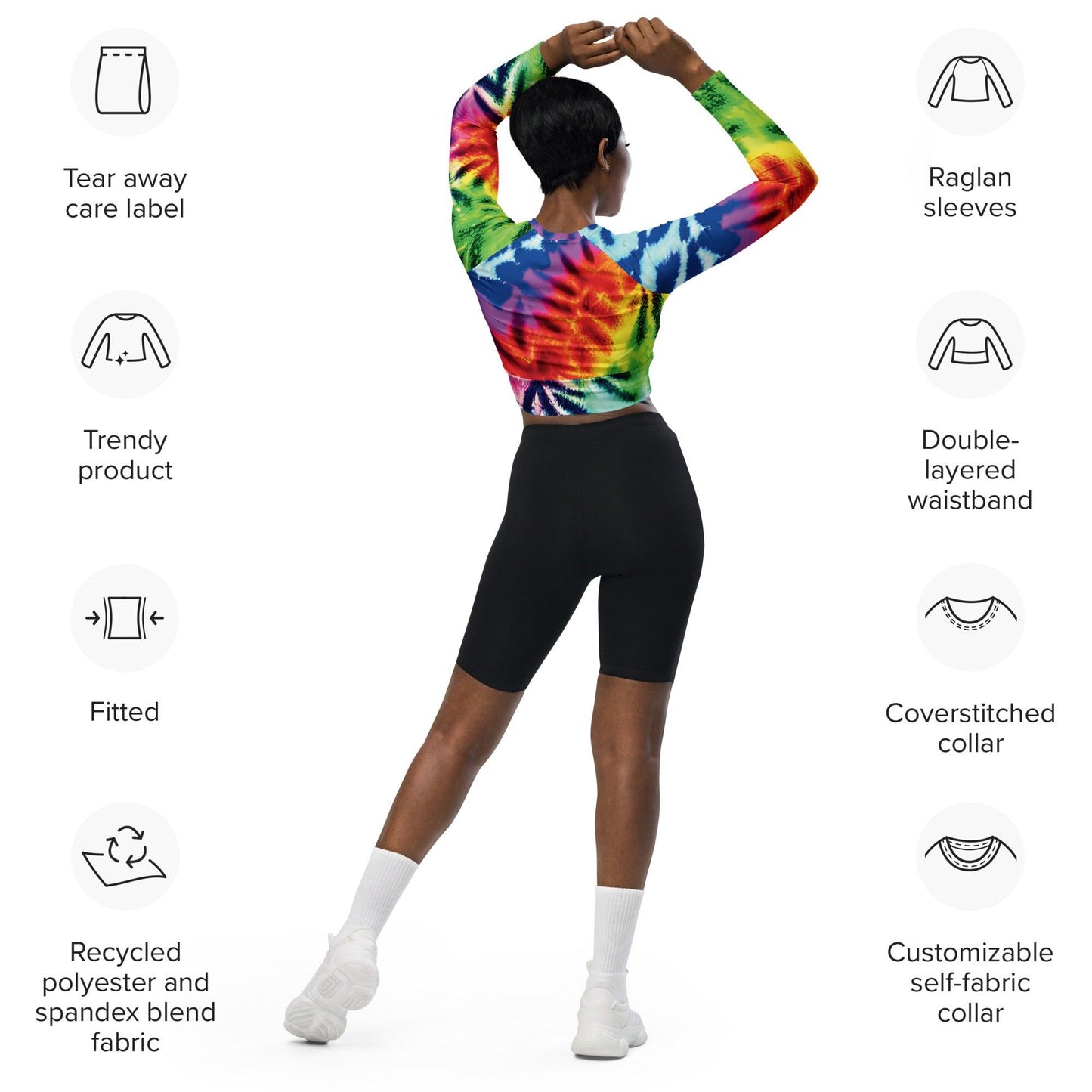 Neon Abstract Long-Sleeve Crop Top for Raves - EDMFestieGear.com