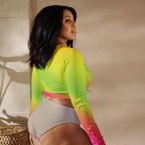 Neon Radiant Long-Sleeve Crop Top for EDM Festivals - EDMFestieGear.com