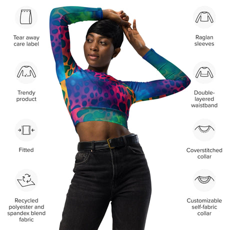 Neon Leopard Long Sleeve Crop Top - EDMFestieGear.com